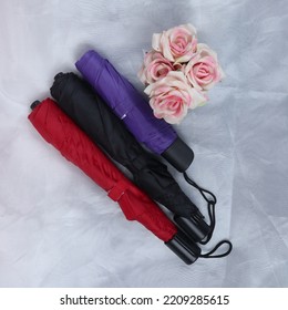 Umbrella Photo With White Color Background And Flower Accessories