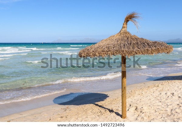 Umbrella Playa De Muro Beach Mallorca Stock Photo Edit Now