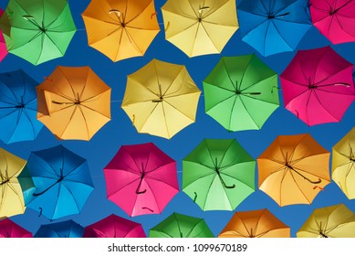 Umbrella public art display in Pensacola, Florida, USA