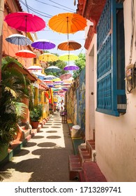 Umbrella Street On Cartagena, Colombia