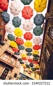 Umbrellas On Petit Champlain Street Quebec City Canada