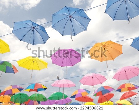 Umbrellas are used as sky or roof ornament.
