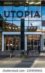 Umea, Sweden Aug 23, 2022 A Man Walk By The Utopia Shopping Center.