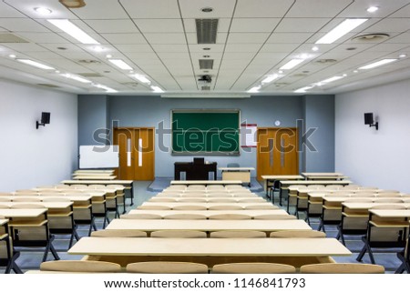 Unattended classroom interior