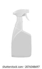Unbranded Cleaning Product Plastic Containers Blank Detergent Spray Bottle Isolated On White Background. Chemical Household Supplies Mockup.