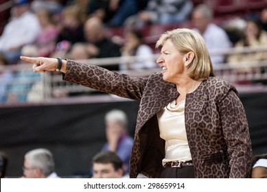 UNC Women's Basketball Coach Sylvia Hatchell Coaching Against Boston College On The Night Of Her 900th Win, February 7, 2013. 