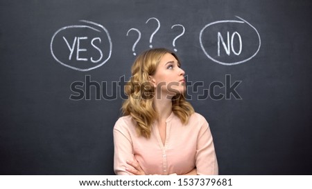 Similar – Image, Stock Photo Yes or no? Decide Ask