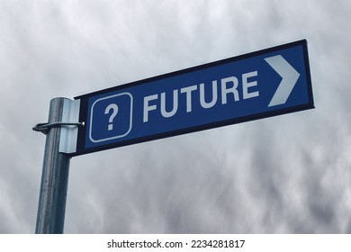 Uncertain future directional sign, concept with selective focus - Powered by Shutterstock