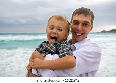 The Uncle And The Nephew On Seacoast. A Whole Gale.