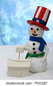 Uncle Sam Snowman With House For Sale