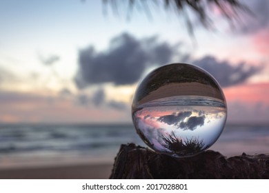 Unconventional And Beautiful Natural Views Of The Sea In A Magic Crystal Ball. 
Nature Video High Quality Footage.
Unique And Creative Travel And Nature Idea Videos 4K Clips.