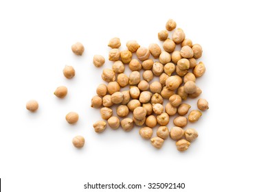 Uncooked Chickpeas On White Background