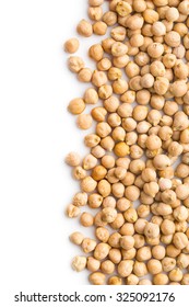 Uncooked Chickpeas On White Background