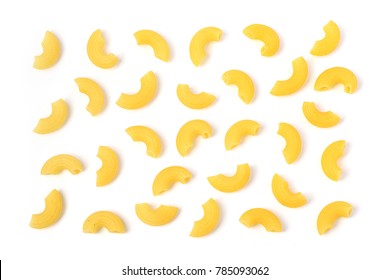 Uncooked Elbow Macaroni On A White Background