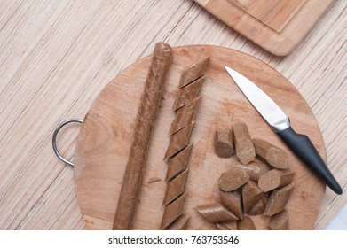 Uncooked Fish Cake Also Known As Keropok Lekor In Malaysia.