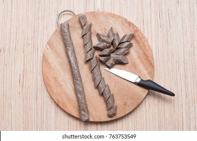 Uncooked Fish Cake Also Known As Keropok Lekor In Malaysia.