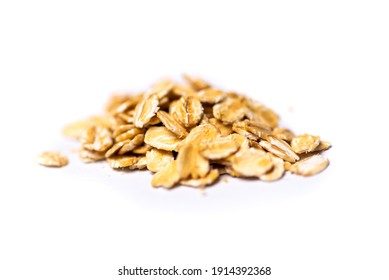 Uncooked Oats Breakfast Cereals On A Pile Isolated