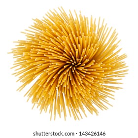 Uncooked Spaghetti Pasta Isolated On White Background