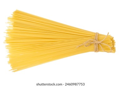 uncooked spaghetti or yellow pasta isolated on white background. Top view. Flat lay - Powered by Shutterstock