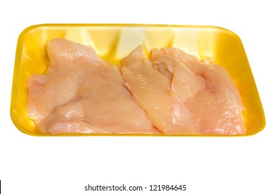 Uncooked Thin Sliced Chicken Breast Cutlets In Package