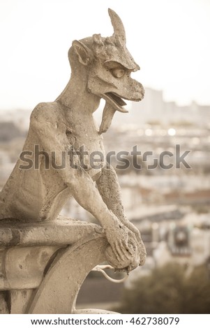 Similar – Image, Stock Photo Gargoyle on Notre Dame In Paris at sunset