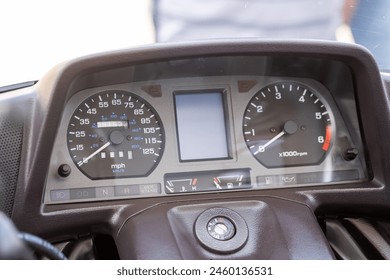 Undefined vintage motorbike dashboard. Close up shot - Powered by Shutterstock