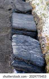 Under Ballast Mats Made From Old Car Tires Strung Together. Trillium Line Light Rail Upgrade Expansion, Ottawa, Ontario, Canada.