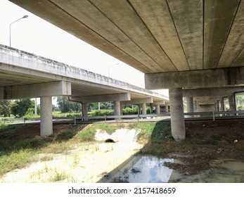 Under Cement Bridge Building Construction For Texture