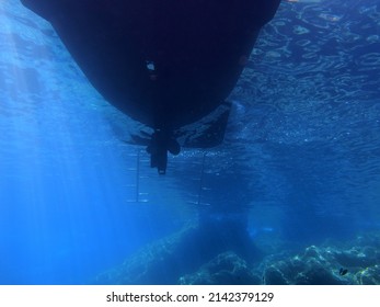 Under Diving Boat Near Vis Island, Adriatic Sea, Croatia