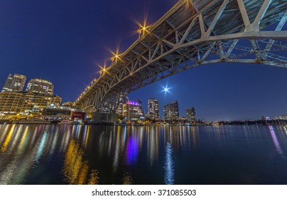 Under The Granville Street Bridge At Night In Vancouver