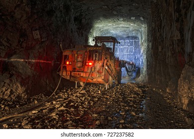 Under Ground Mine Jumbo.A Jumbo Is A Machine That Drills Holes On The Rock Face In Different Directions.