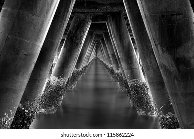 Under the old concrete bridge for boat fishing ,Hua Hin at Prachuap Khiri Khan, Thailand - Powered by Shutterstock