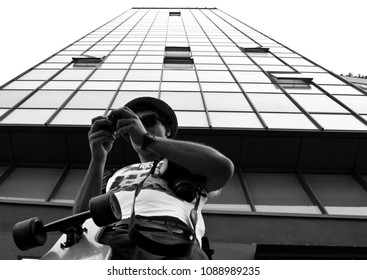 Under the skyscraper