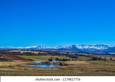 Underberg Snow Capped Drakensberg Mountains In KZN Province In South Africa