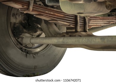 Undercarriage Truck Rust Rubber Background White