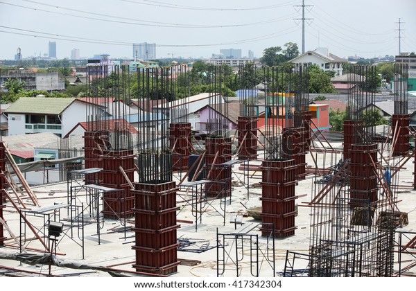 Under-construction of\
concrete building for car parking at Electricity generating\
authority of Thailand,\
Nonthaburi