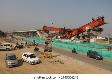 Underconstruction Flyover Collapses Dwarka Expressway Gurgaon Stock