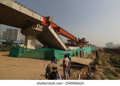 Underconstruction Flyover Collapses Dwarka Expressway Gurgaon Stock