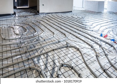Underfloor heating system in new residential house