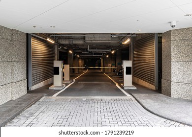 Underground Car Park Entrance At Modern Office Building