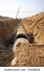 underground drainage pipeline construction scene