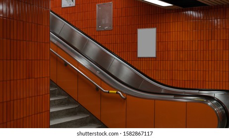 Underground Escalators At Toronto Subway Station