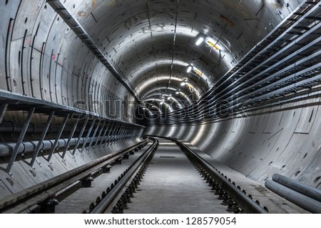 Similar – Foto Bild Metallischer dunkler Tunnel mit Licht am Ende