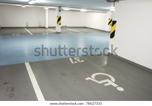 Underground garage - parking lot in a basement of\
house for disabled\
person