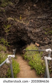 Underground lava tube caves accessed by sturdy ladders for explorers