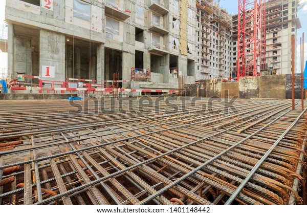 Underground Parking Construction Phase Empty Garage Stock Photo