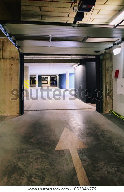 Underground Parking Garage Modern Apartment Building Stock Photo