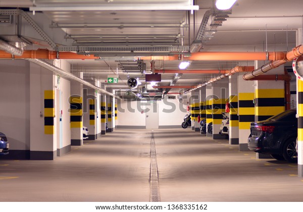 Underground Parking Garage Modern Apartment Building Stock Photo