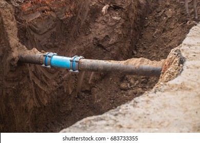 underground pipe connector. maintenance and repair gas and water pipe leak.