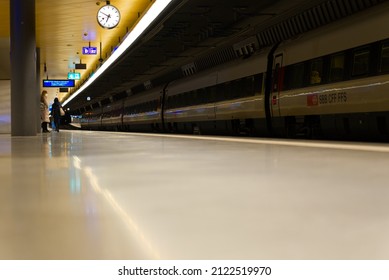 Underground Railway Station At Zürich Main Railway Station On An Early Winter Morning. Photo Taken February 7th, 2022, Zurich, Switzerland.